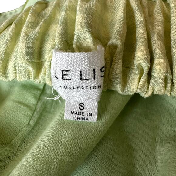 Le Lis Blazer Shorts Crop Top Green Yellow Gingham Plaid Suit 3 Pc Women's S/M - Picture 9 of 16